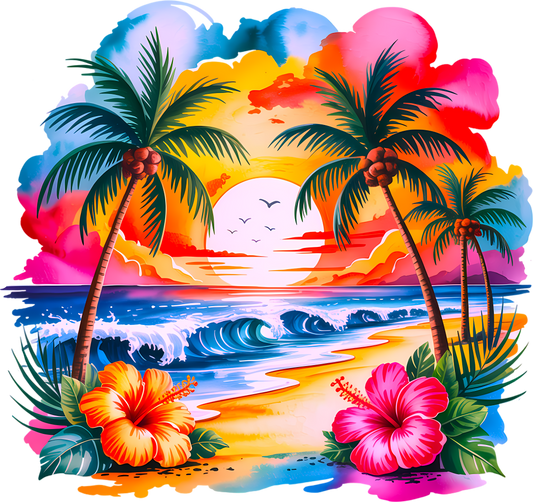 DTF Transfer – Tropical Sunset Multi Sizes (BE-SC002)
