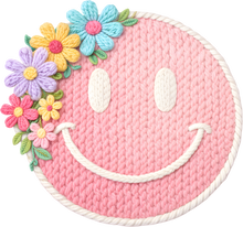 Load image into Gallery viewer, DTF Transfer – ER Yarn Flower Smiley Face Multi Sizes
