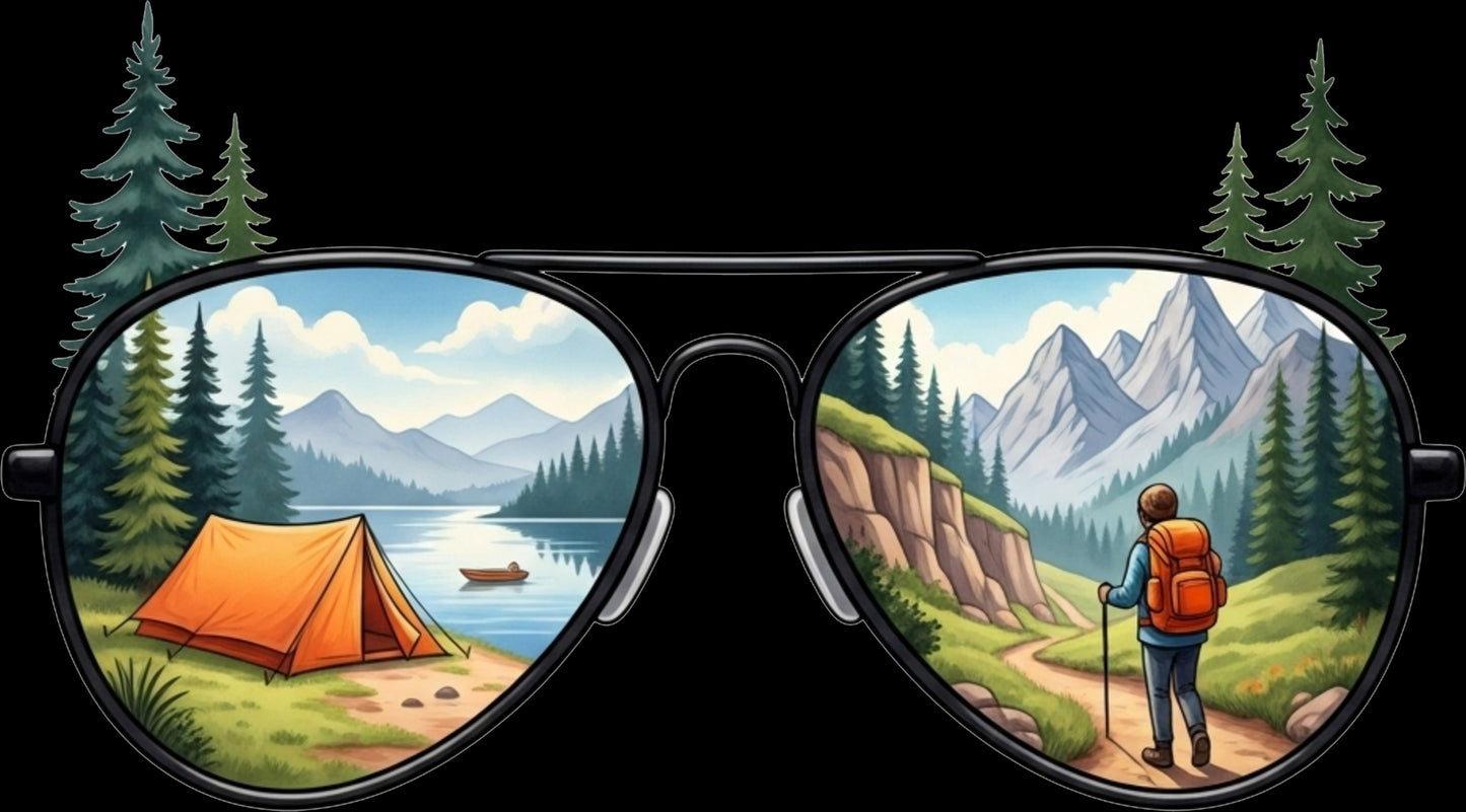 DTF Transfer – Camping Sunglasses Multi Sizes (CA-SC004)