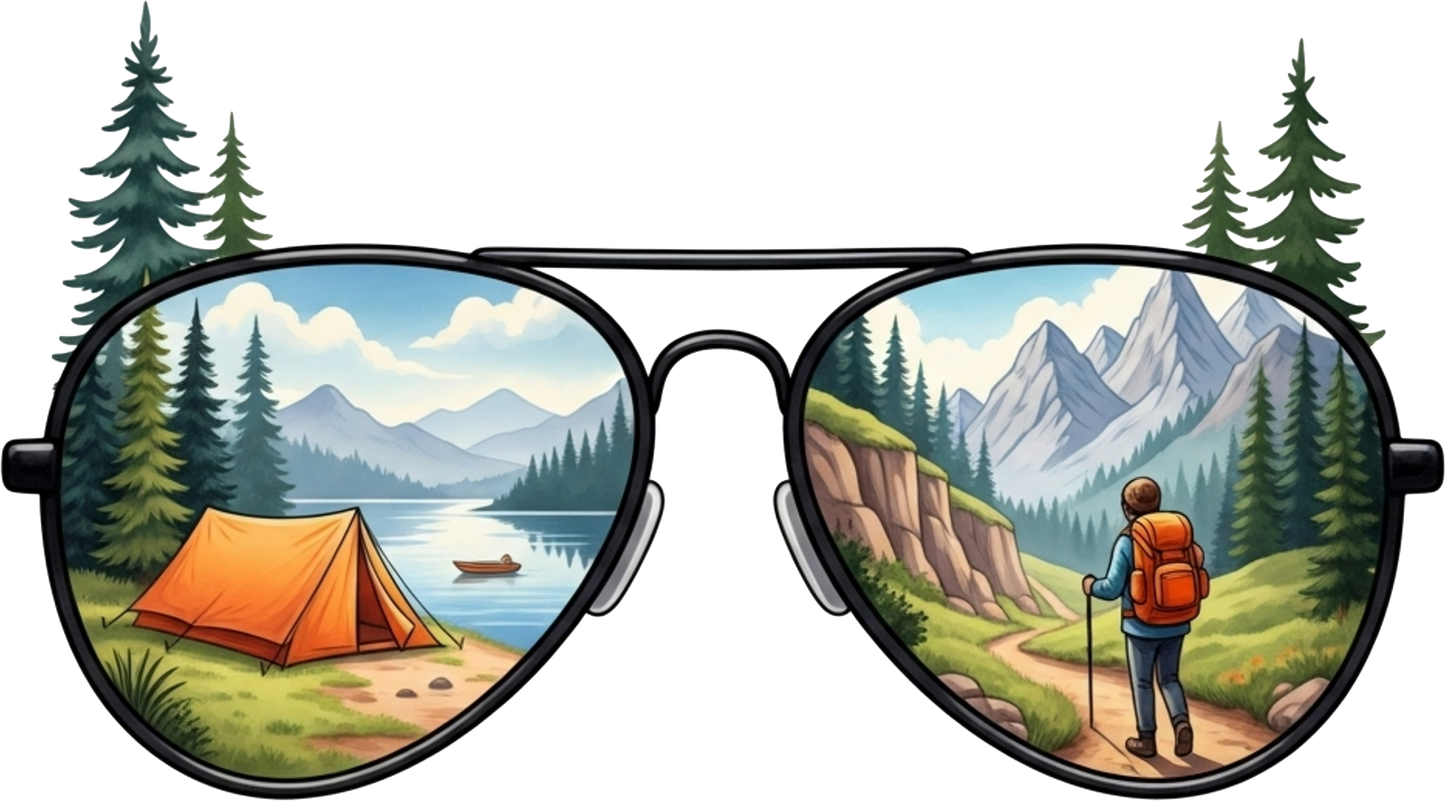 DTF Transfer – Camping Sunglasses Multi Sizes (CA-SC004)