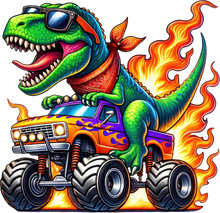 Load image into Gallery viewer, DTF Transfer – EX Dino Truck Multi Sizes
