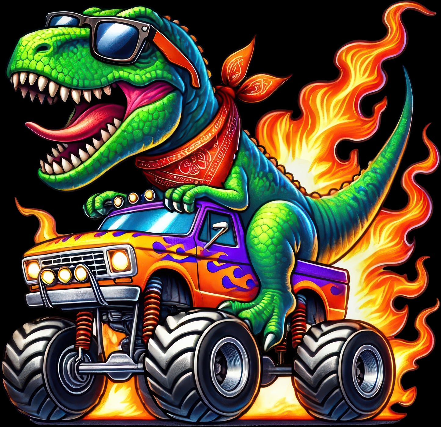 DTF Transfer – EX Dino Truck Multi Sizes