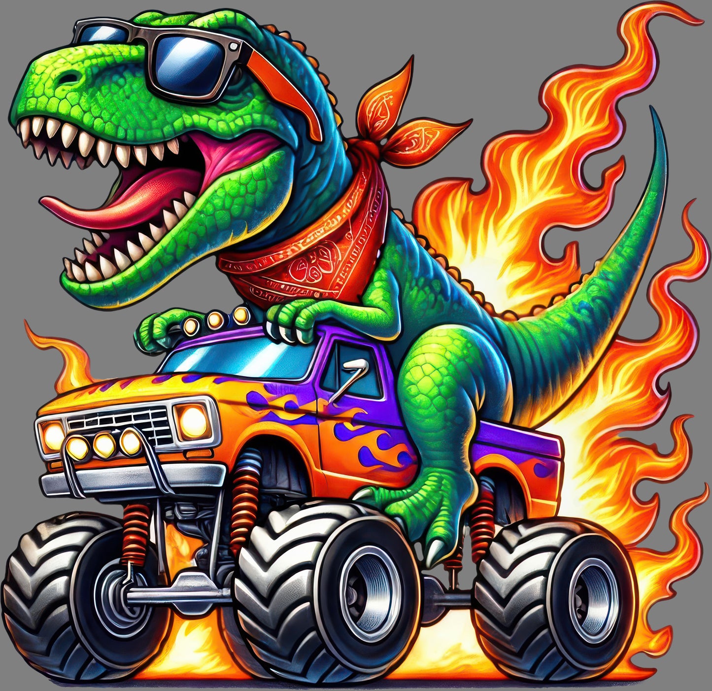 DTF Transfer – EX Dino Truck Multi Sizes
