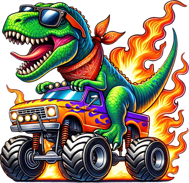 DTF Transfer – EX Dino Truck Multi Sizes