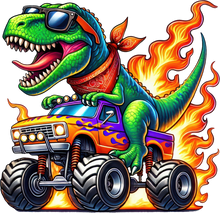 Load image into Gallery viewer, DTF Transfer – EX Dino Truck Multi Sizes
