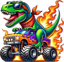 Load image into Gallery viewer, DTF Transfer – EX Dino Truck Multi Sizes

