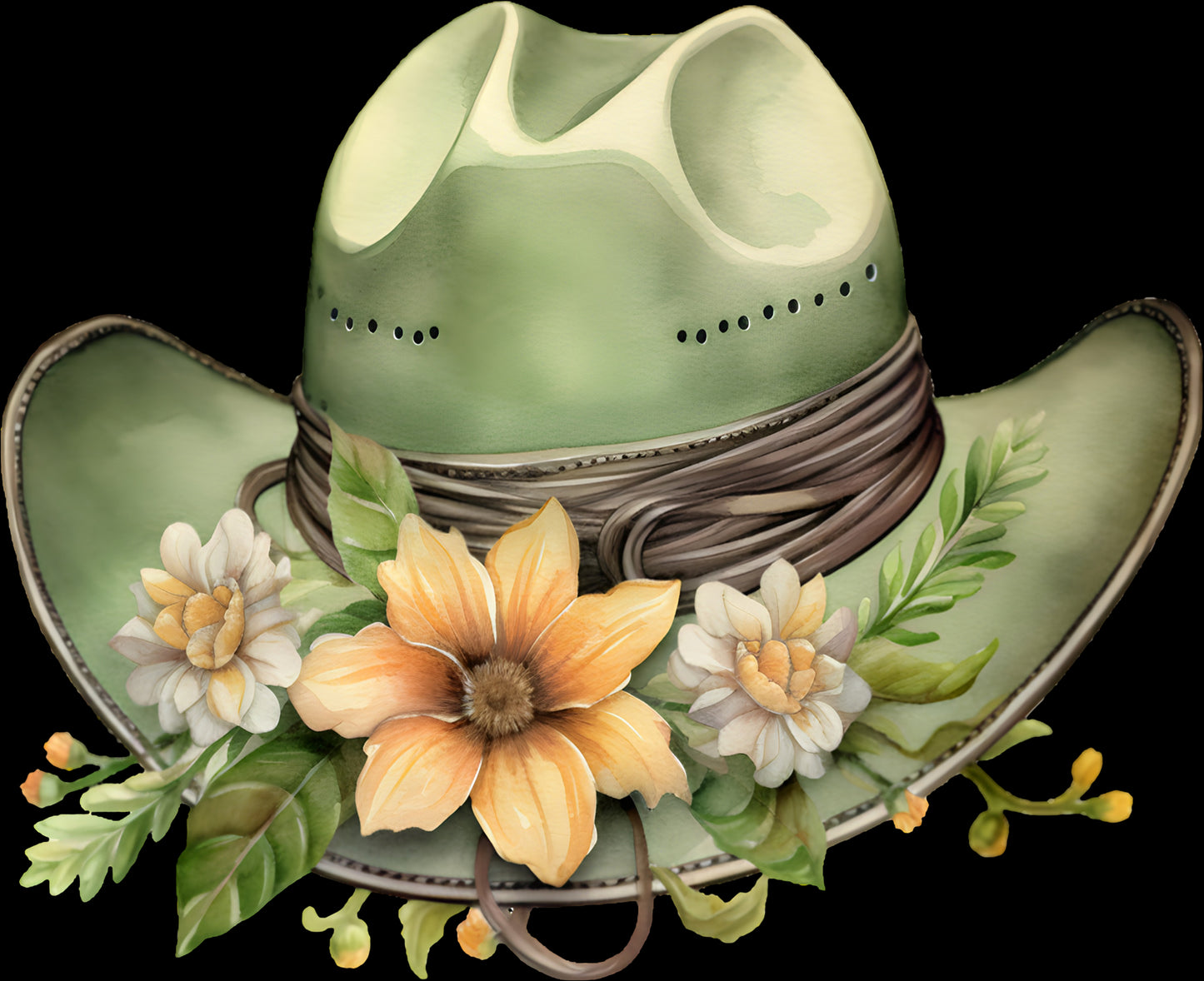 DTF Transfer – FC Green Cowgirl Hat Multi Sizes