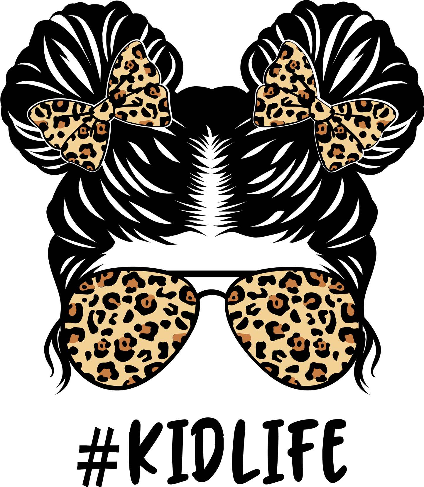 DTF Transfer – Leopard Kid Life Bun Multi Sizes (FE-MB002)