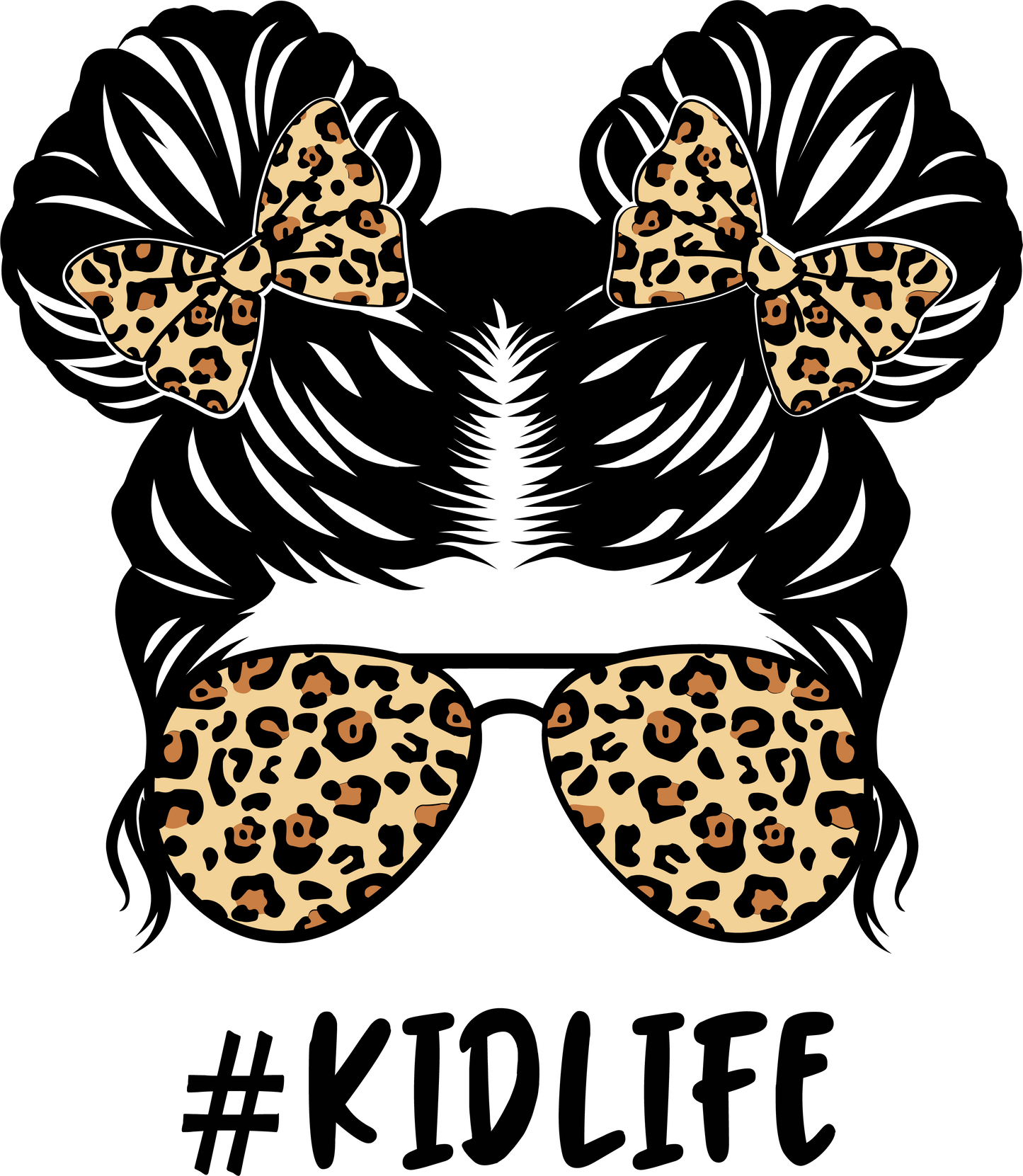DTF Transfer – Leopard Kid Life Bun Multi Sizes (FE-MB002)