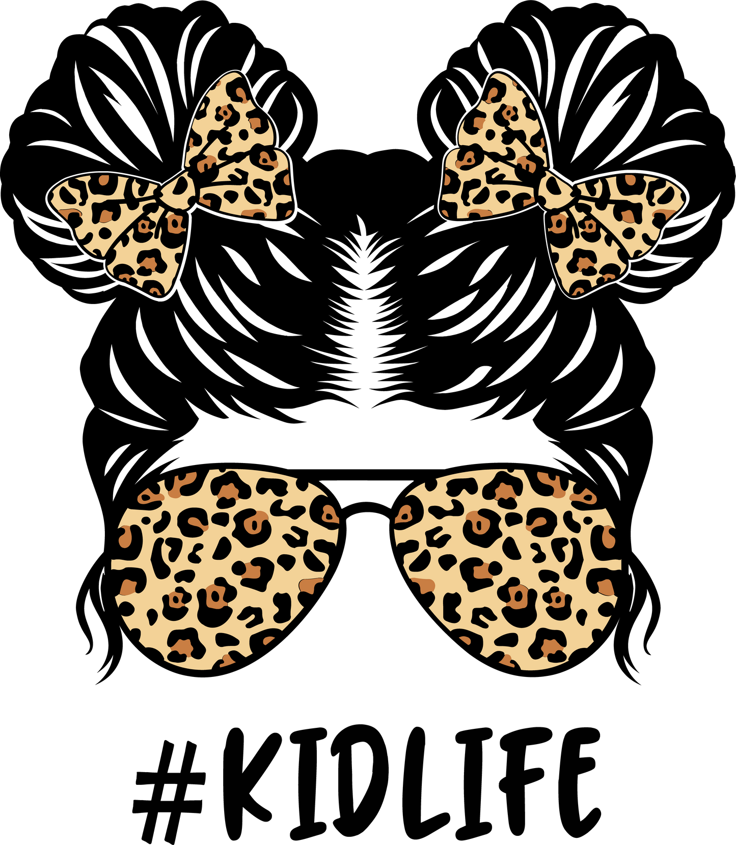 DTF Transfer – Leopard Kid Life Bun Multi Sizes (FE-MB002)