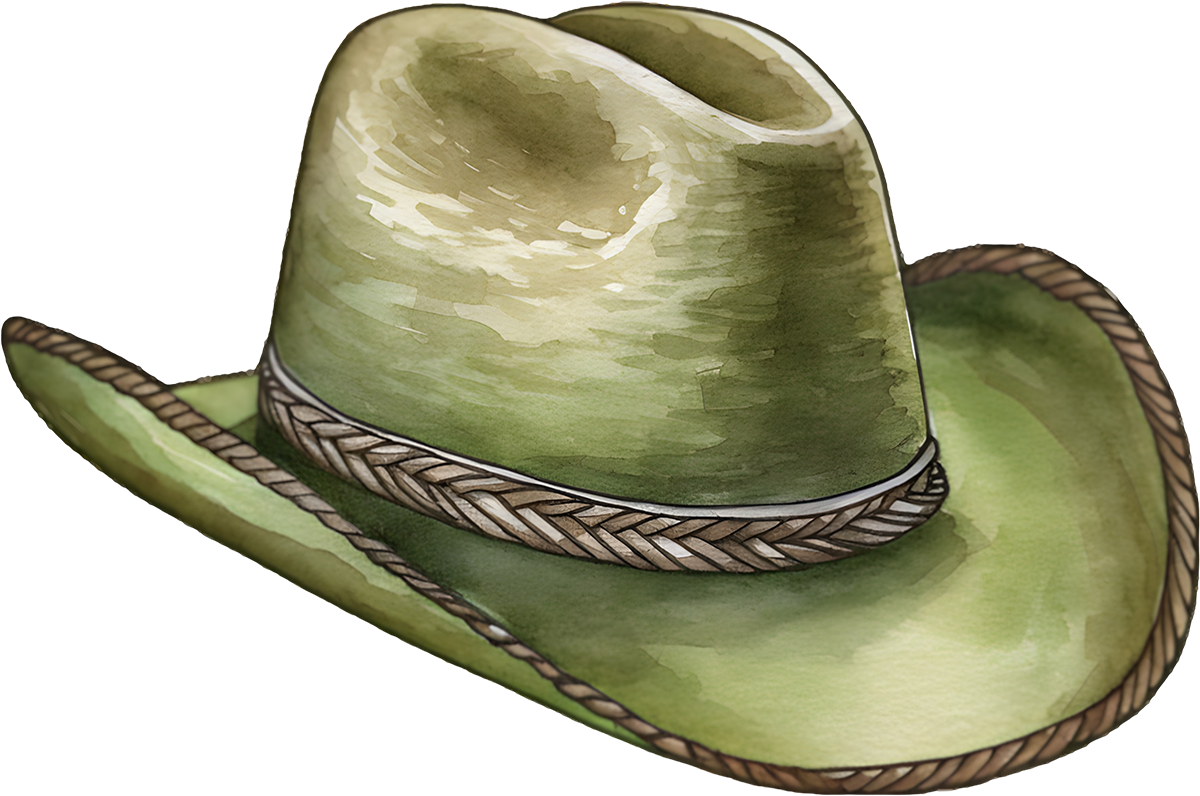 DTF Transfer – FE Green Cowboy Hat Multi Sizes