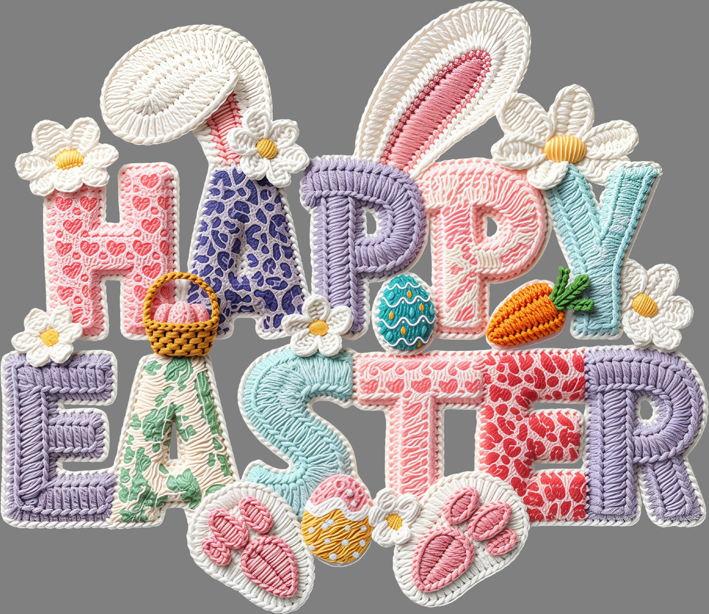 DTF Transfer – FH Yarn Happy Easter Multi Sizes