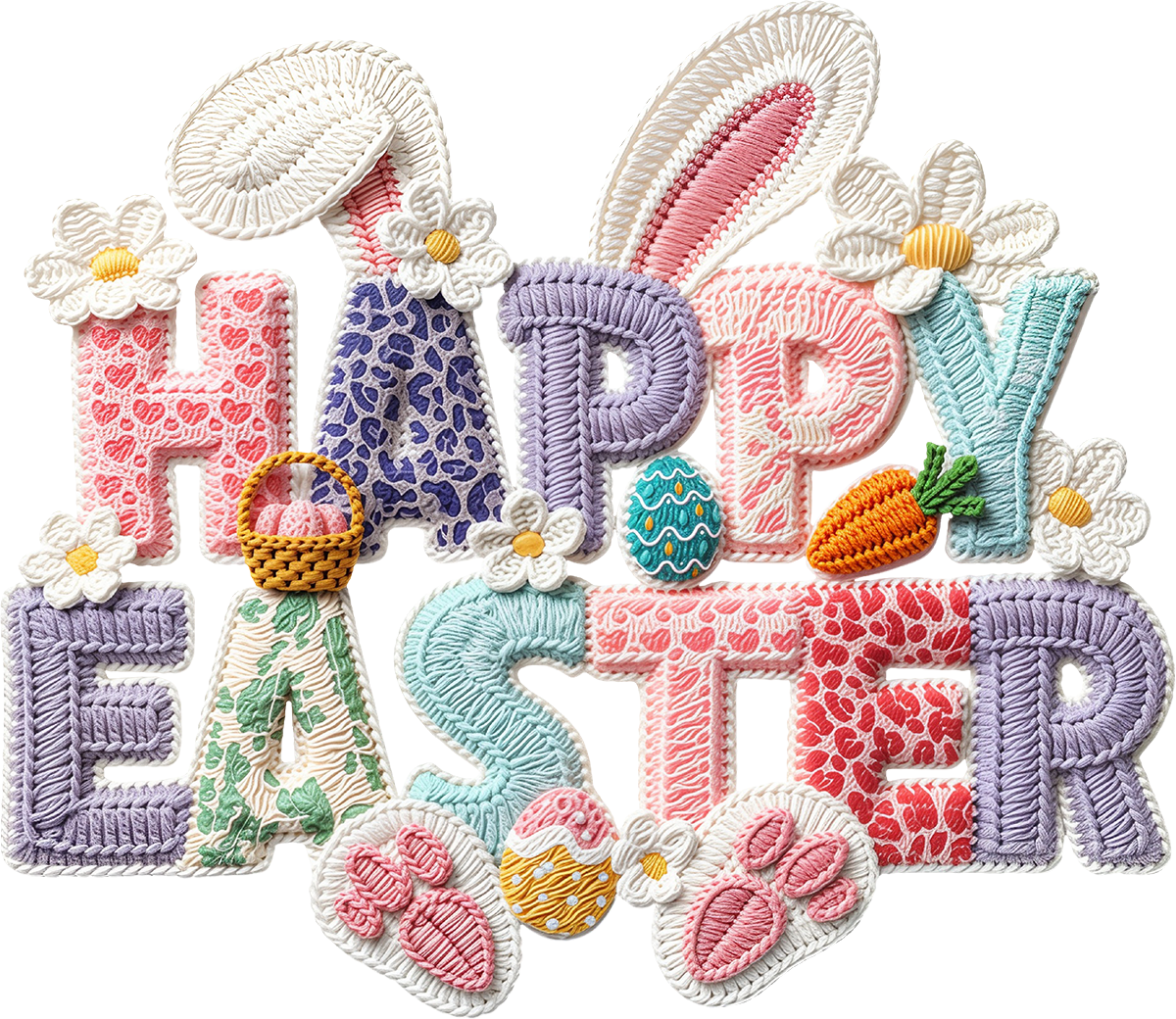 DTF Transfer – FH Yarn Happy Easter Multi Sizes