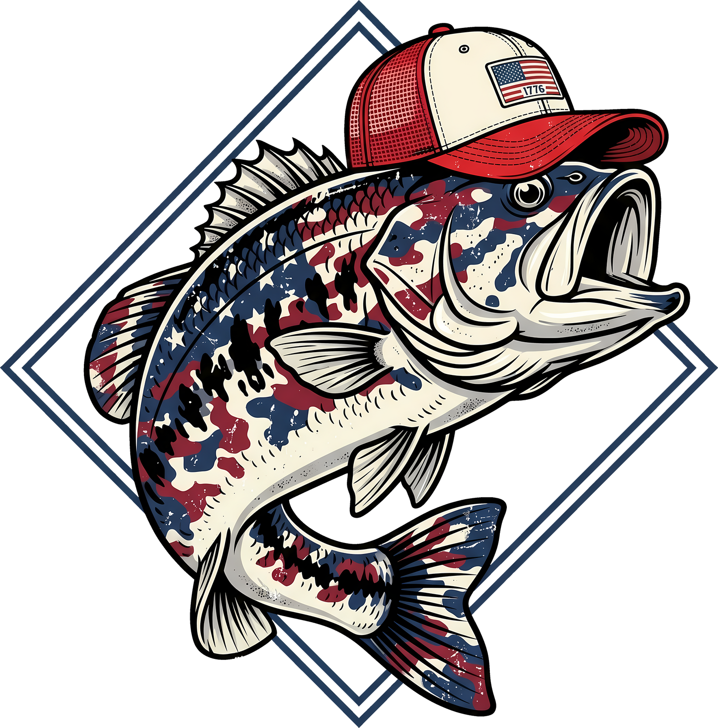 DTF Transfer – USA Fish Multi Sizes (FI-SC008)