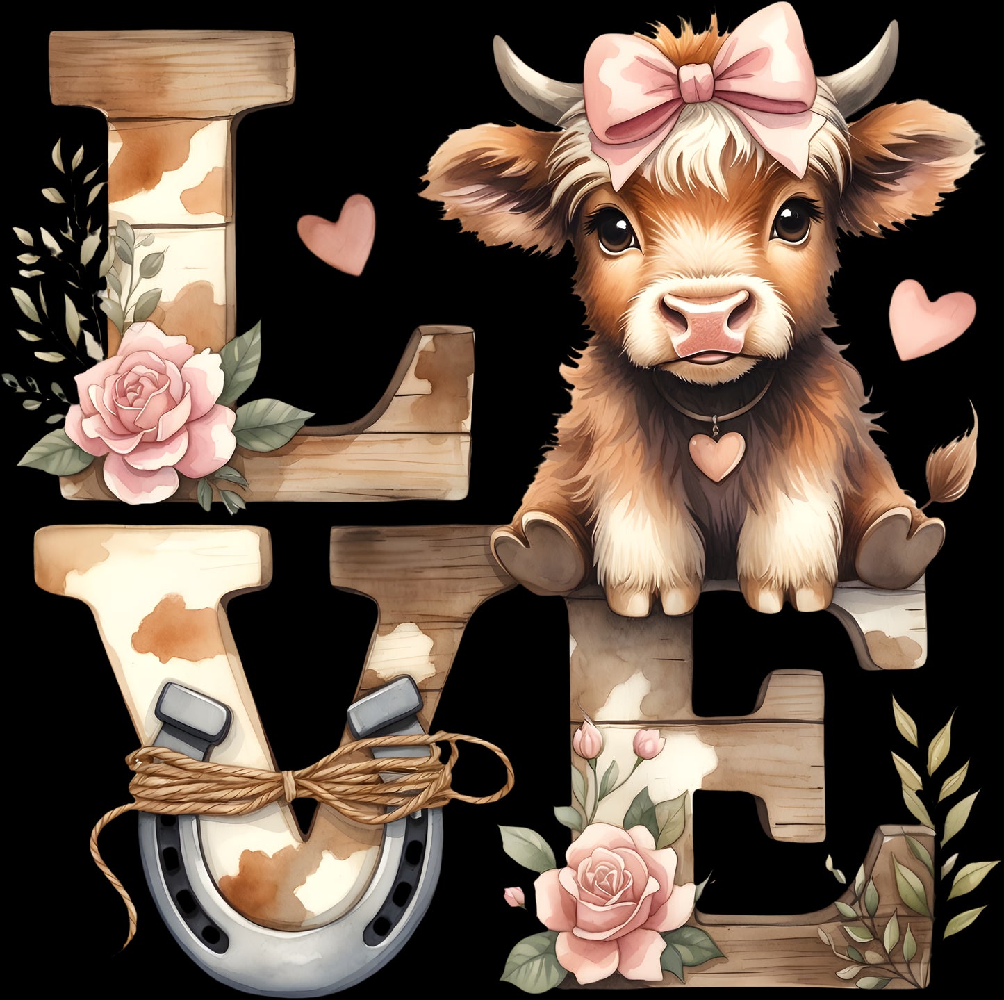 DTF Transfer – Cow Love Multi Sizes (CW-HC003)