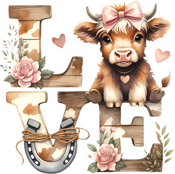 DTF Transfer – Cow Love Multi Sizes (CW-HC003)