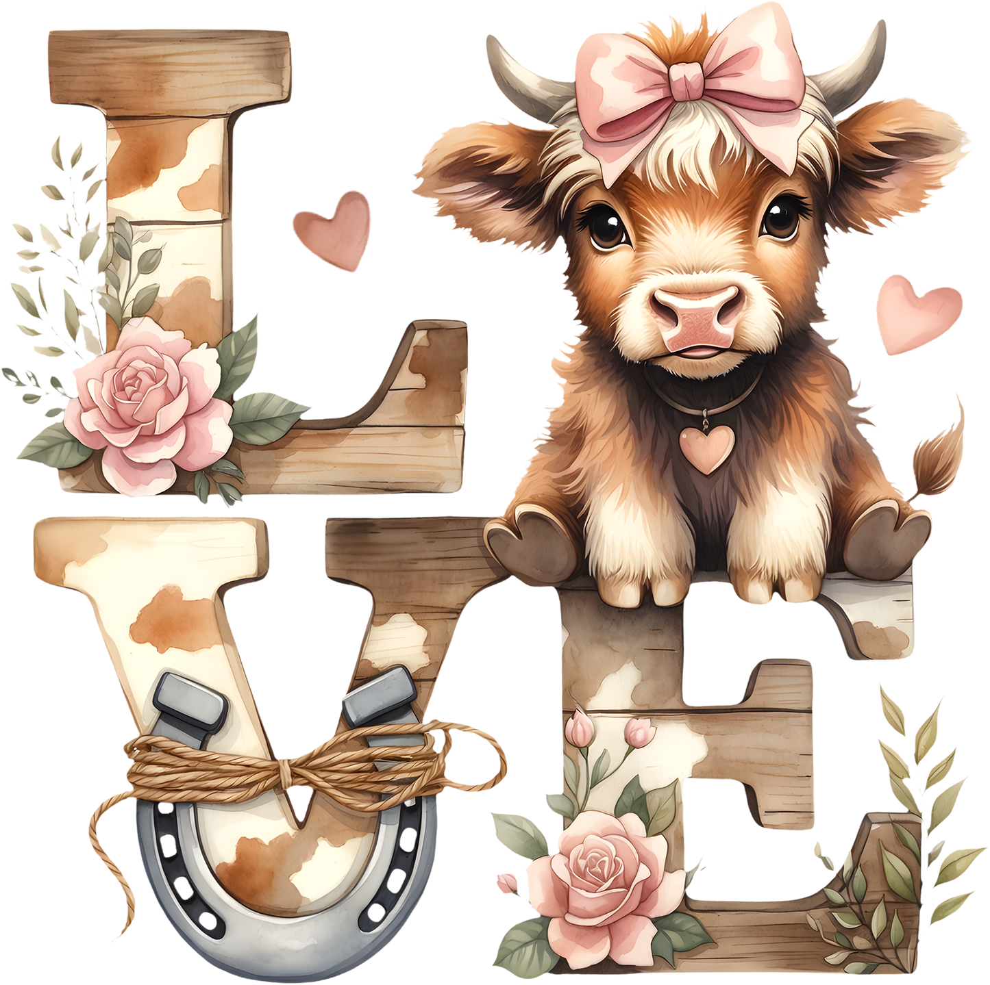 DTF Transfer – Cow Love Multi Sizes (CW-HC003)