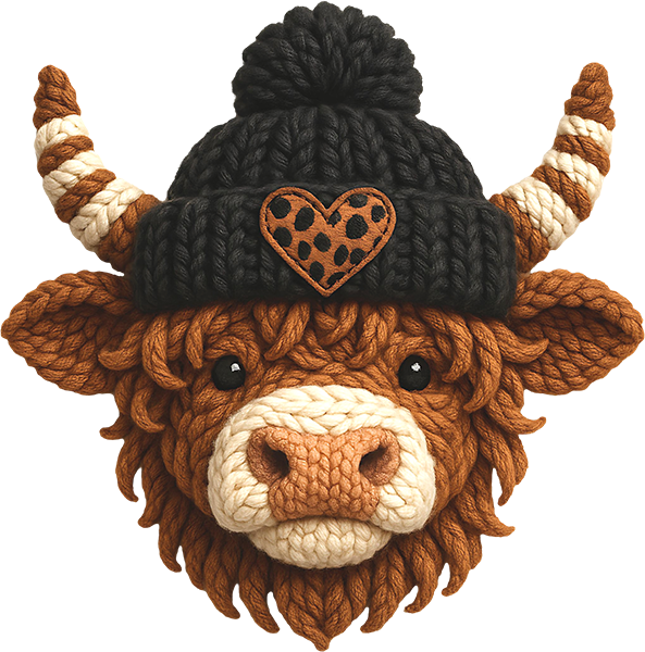 DTF Transfer – FL Yarn Cow With Hat Multi Sizes