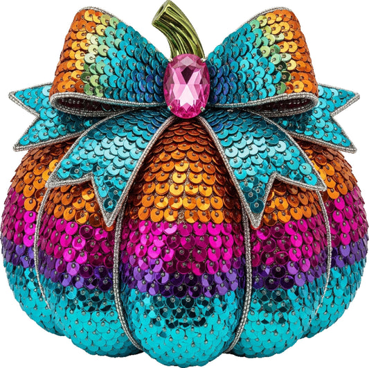 DTF Transfer – Sequin Pumpkin A Multi Sizes (FO-PU006)