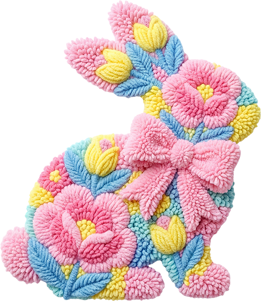 DTF Transfer – FP Yarn Easter Bunny Multi Sizes