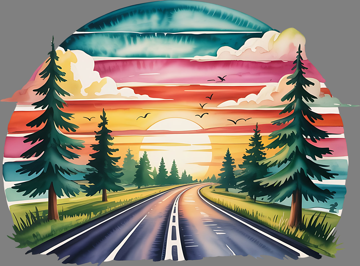 DTF Transfer – Road Sunset Multi Sizes (SU-SS001)