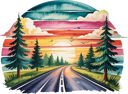 DTF Transfer – Road Sunset Multi Sizes (SU-SS001)