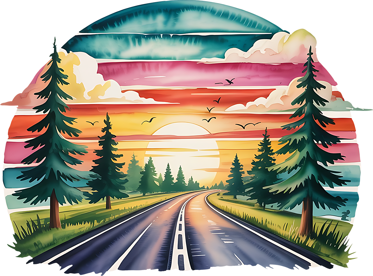 DTF Transfer – Road Sunset Multi Sizes (SU-SS001)