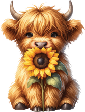 Load image into Gallery viewer, DTF Transfer – Sunflower Cow Multi Sizes (CW-HC001)
