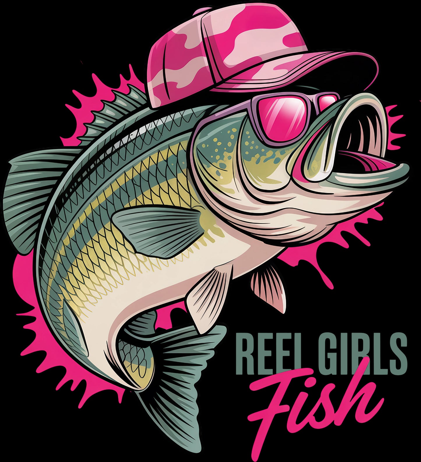 DTF Transfer – FT Reel Girls Fish Multi Sizes