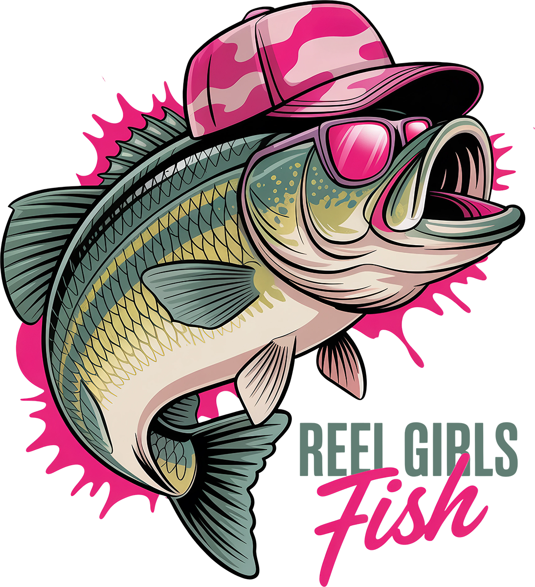 DTF Transfer – FT Reel Girls Fish Multi Sizes