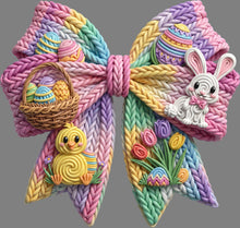 Load image into Gallery viewer, DTF Transfer – FU Yarn Easter Bow Multi Sizes
