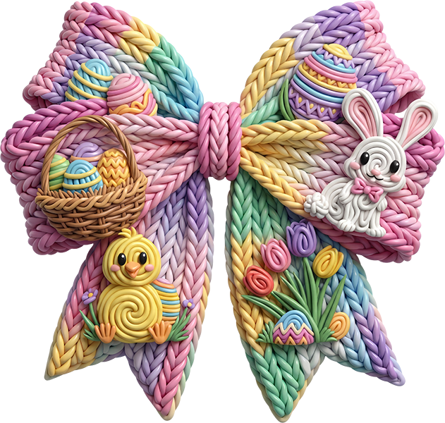 DTF Transfer – FU Yarn Easter Bow Multi Sizes