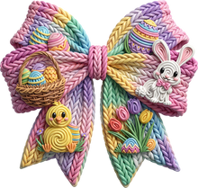 Load image into Gallery viewer, DTF Transfer – FU Yarn Easter Bow Multi Sizes
