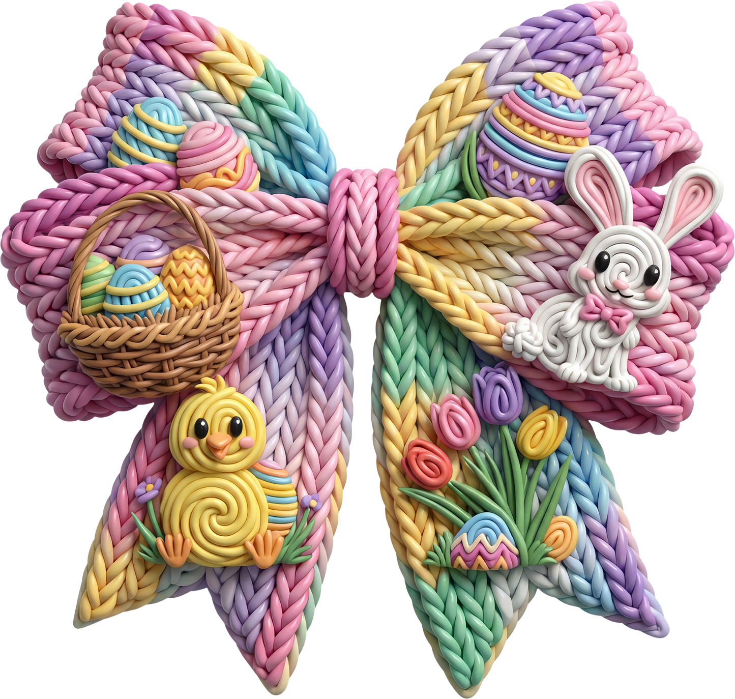 DTF Transfer – FU Yarn Easter Bow Multi Sizes