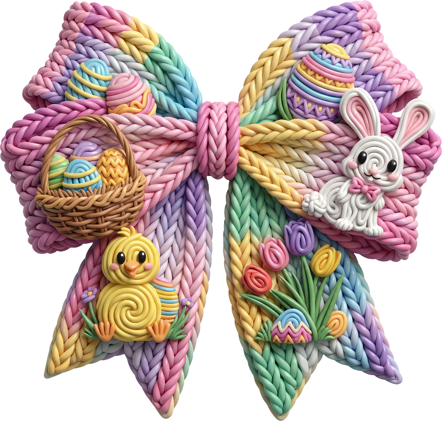 DTF Transfer – FU Yarn Easter Bow Multi Sizes
