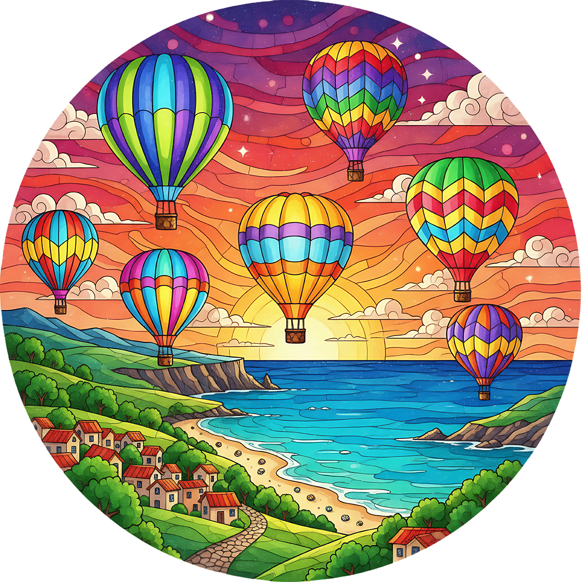 DTF Transfer – Hot Air Balloon Multi Sizes (BA-HA002)