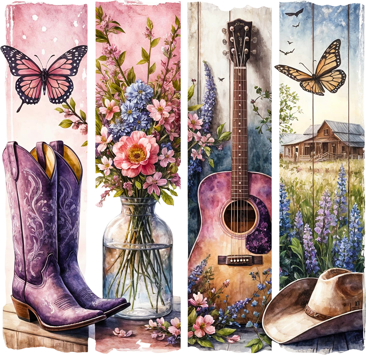 DTF Transfer – Lavender Country Scene Multi Sizes (CO-SC001)