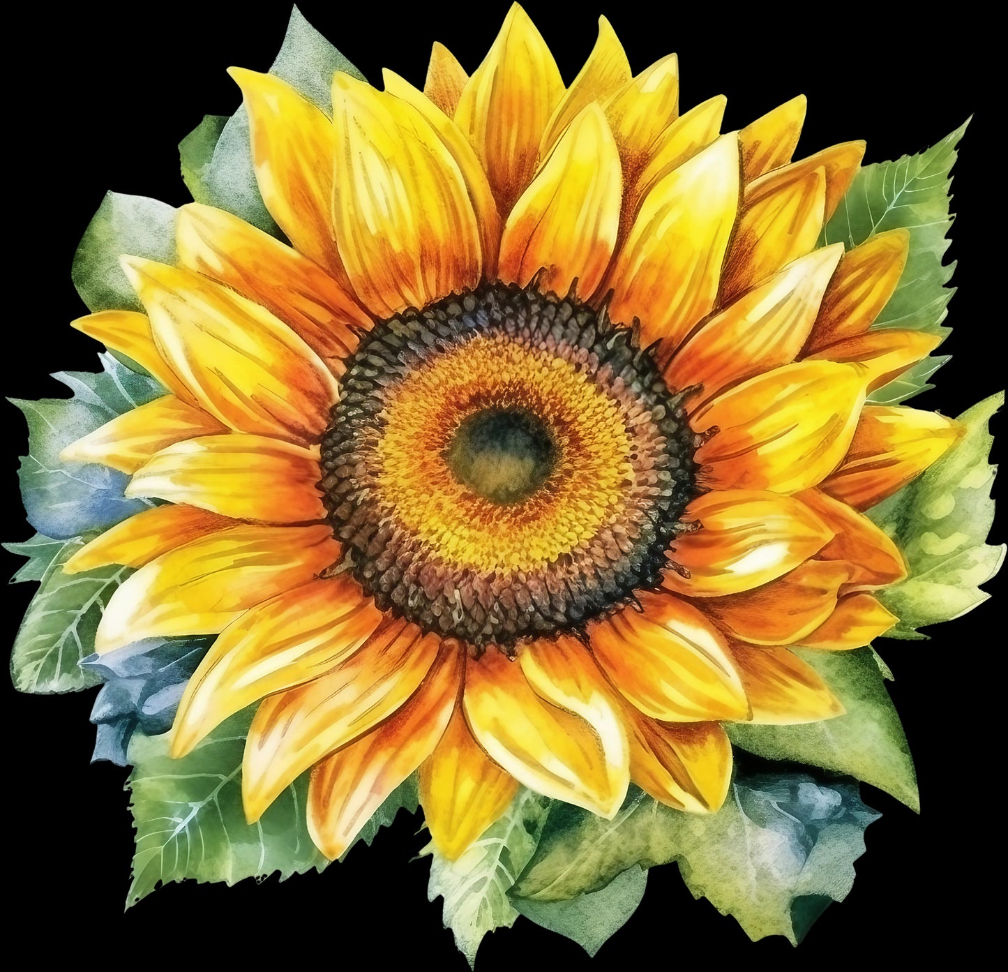 DTF Transfer – Watercolor Sunflower Multi Sizes (FL-SF001)
