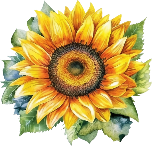 DTF Transfer – Watercolor Sunflower Multi Sizes (FL-SF001)