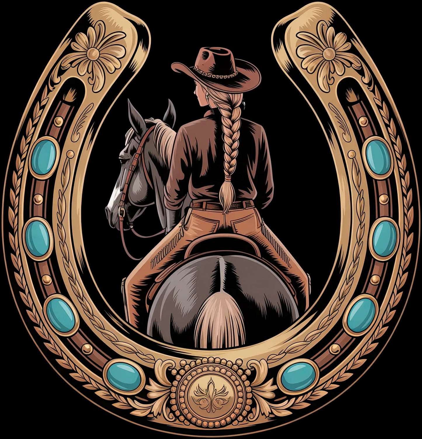 DTF Transfer – Horseshoe Cowgirl Multi Sizes (CO-CG001)