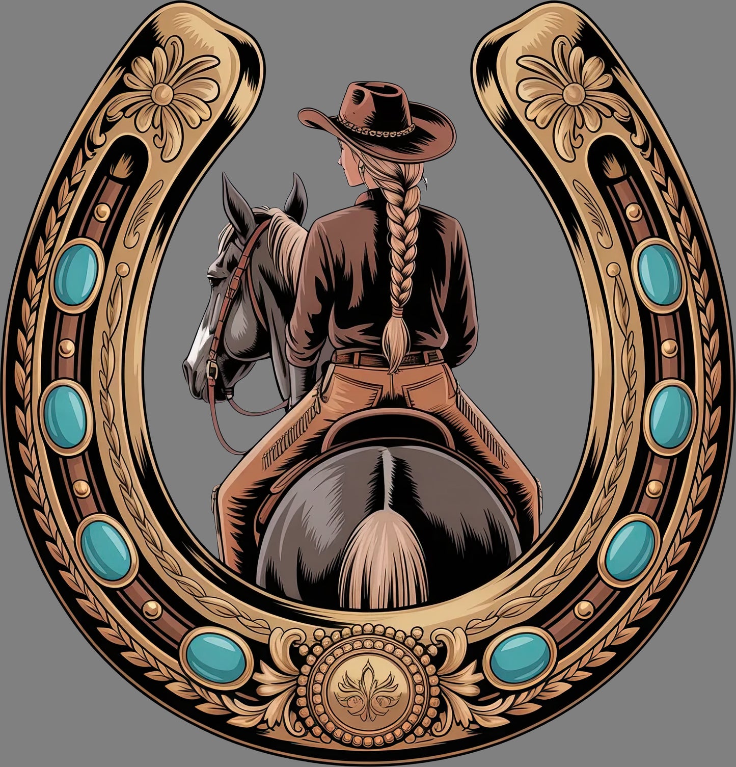 DTF Transfer – Horseshoe Cowgirl Multi Sizes (CO-CG001)