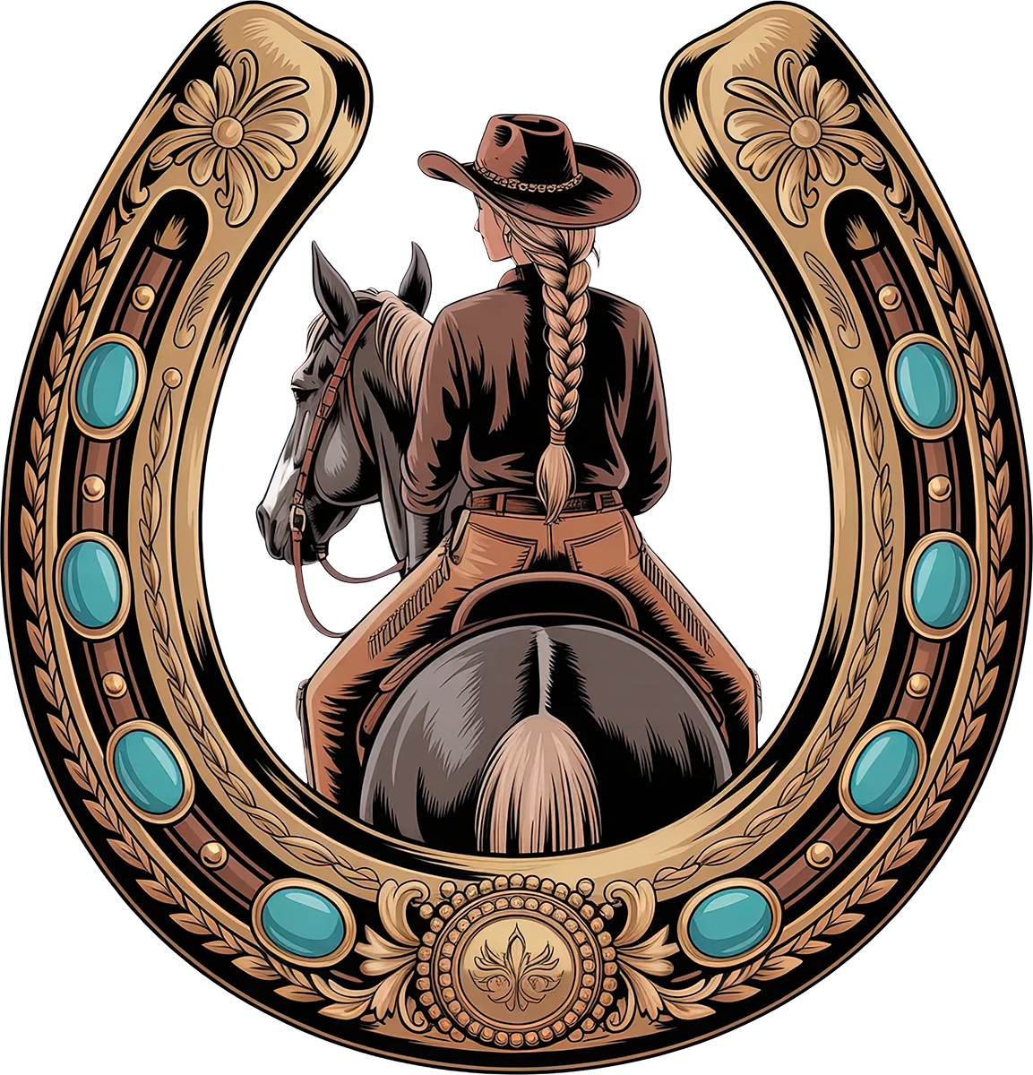 DTF Transfer – Horseshoe Cowgirl Multi Sizes (CO-CG001)