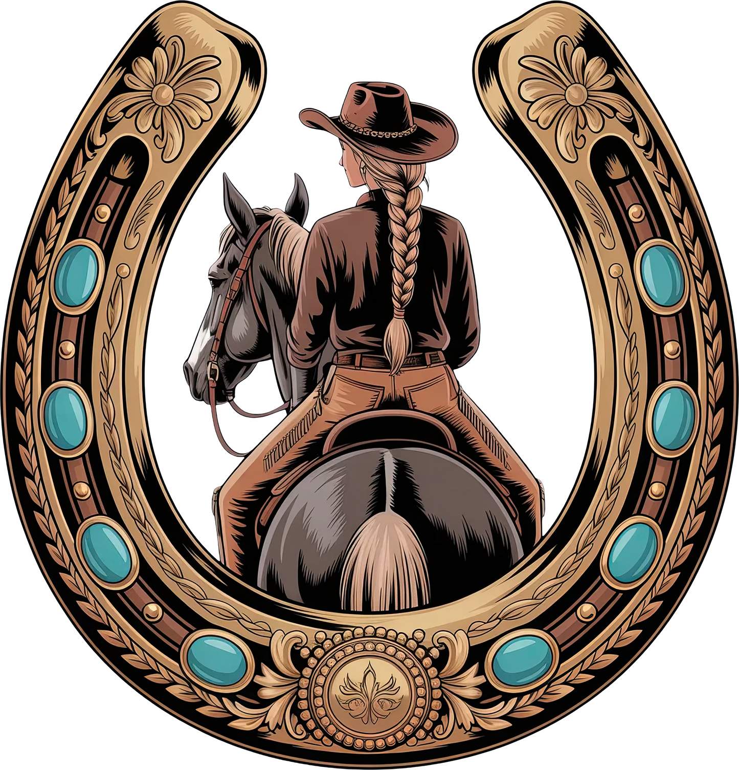 DTF Transfer – Horseshoe Cowgirl Multi Sizes (CO-CG001)