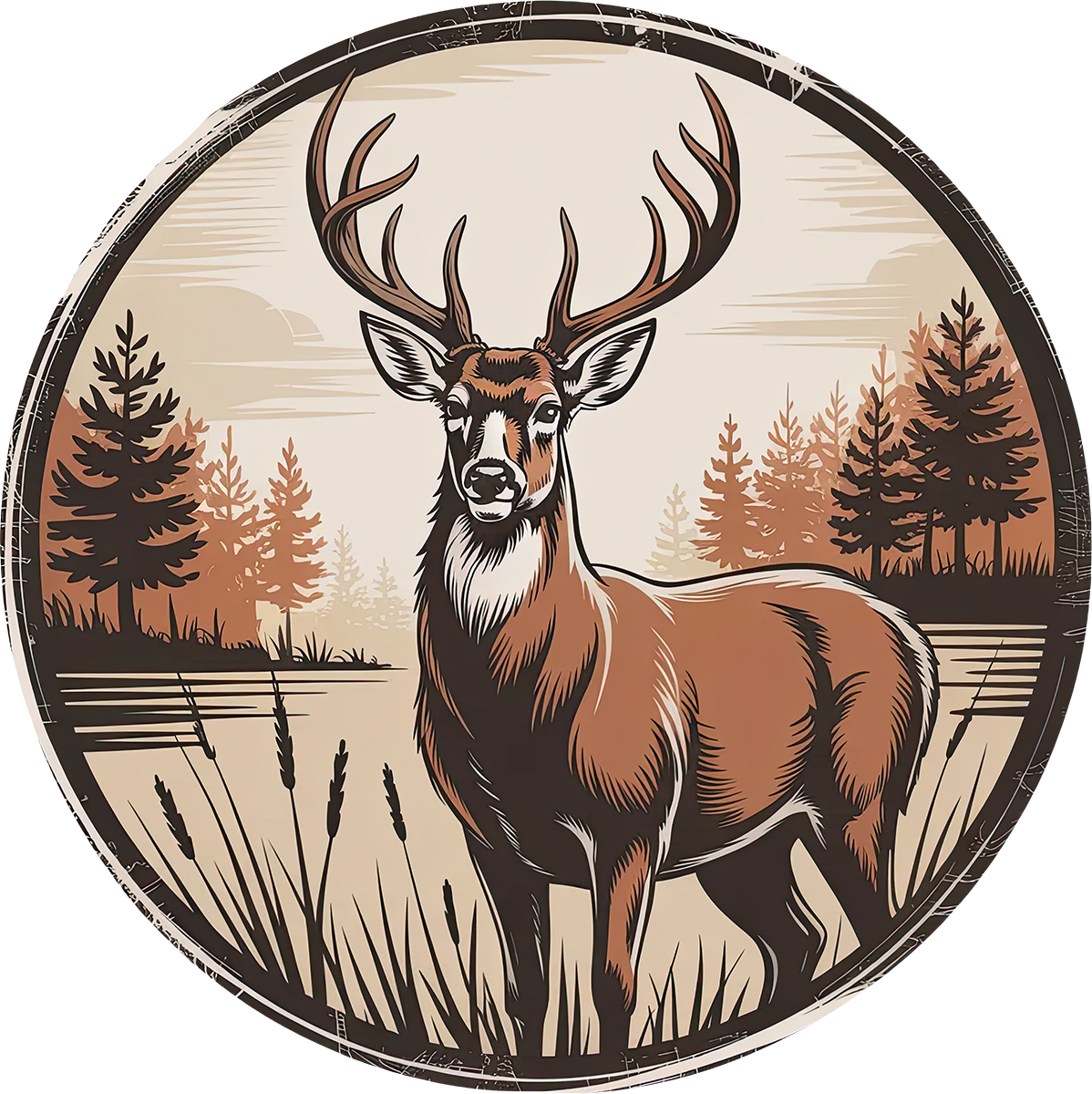 DTF Transfer – Deer Scene Multi Sizes (AN-DR001)