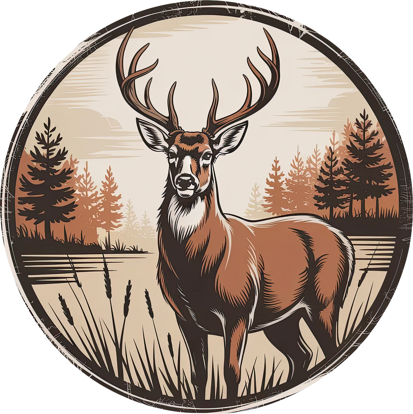 DTF Transfer – Deer Scene Multi Sizes (AN-DR001)