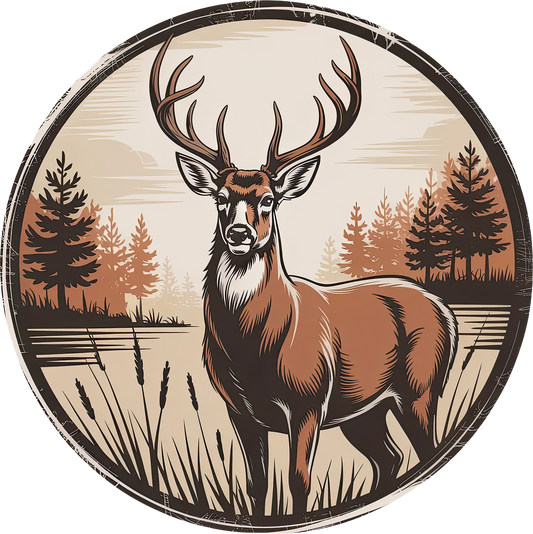DTF Transfer – Deer Scene Multi Sizes (AN-DR001)
