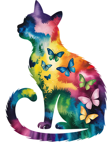 DTF Transfer – GJ Cat Butterfly Multi Sizes