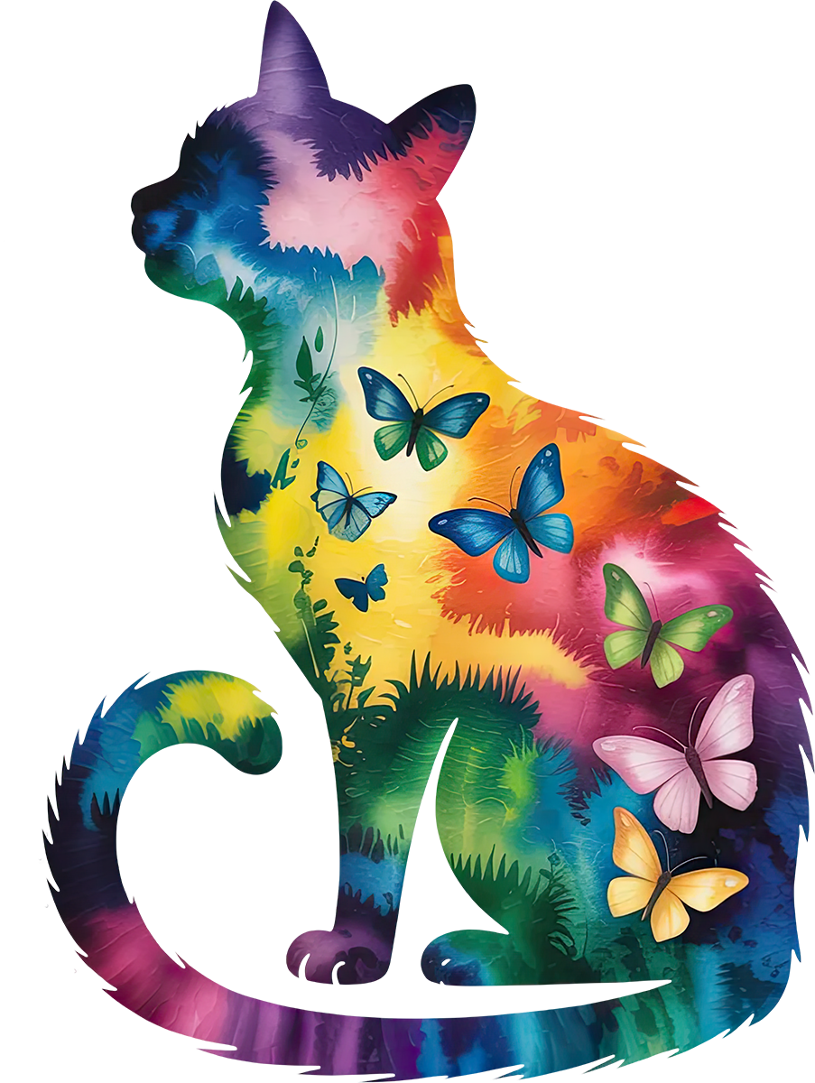 DTF Transfer – GJ Cat Butterfly Multi Sizes