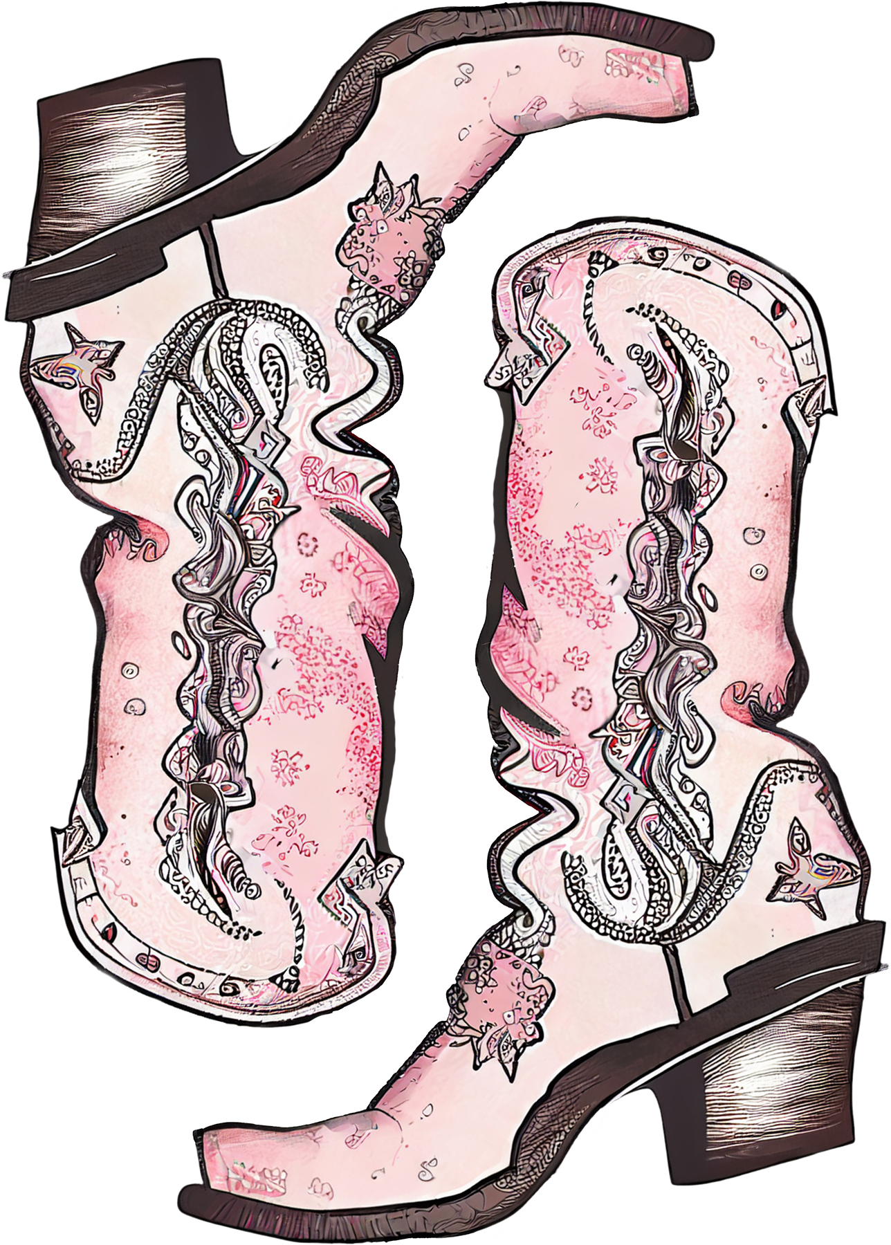 DTF Transfer – Cow Girl Boots Multi Sizes (CO-AC003)