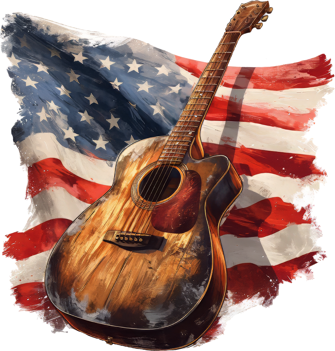 DTF Transfer – Flag Guitar Multi Sizes (PA-FL005)
